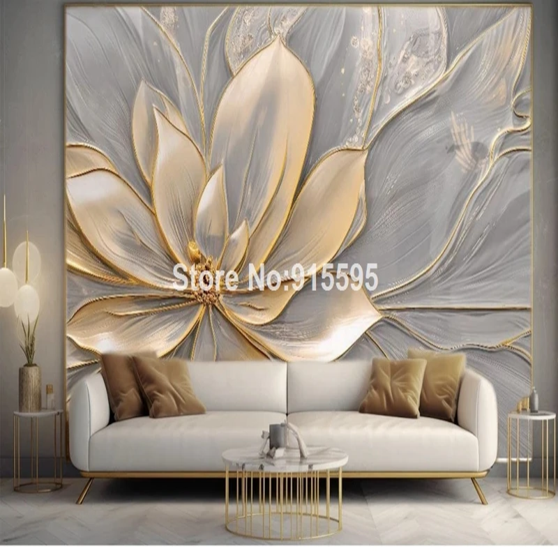 3D Wallpaper Floral Plaster Artisan